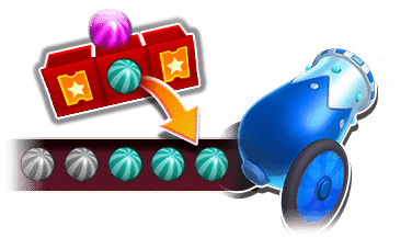 Going through a Blue Ball slot will shoot free Blue Balls from the Blue Cannon.