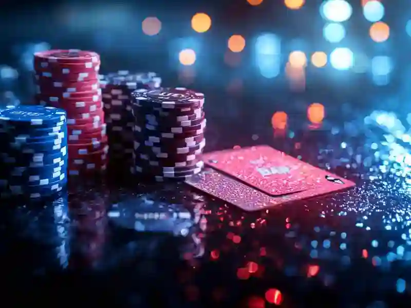 a stack of poker chips and cards